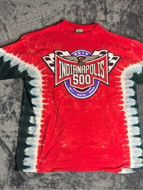Vintage 02 Liquid Blue Red Indy 500 Racing Graphic Tee size XL